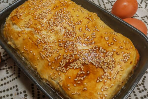 Fish pie with rice and egg