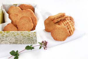 Homemade crispy sand cookies in butter