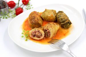 Povers from Beijing cabbage in a pan