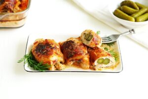 Chicken rolls with a filling in the oven
