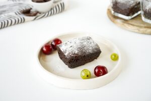 Chocolate brownie in the microwave