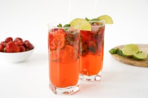 Homemade strawberry mohito