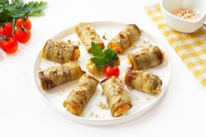 Eggplant rolls with carrots