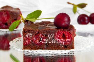 Brownie with cherries