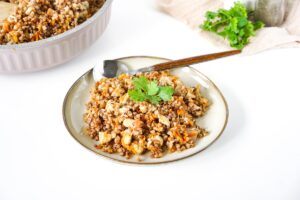 Buckwheat with chicken in a pan