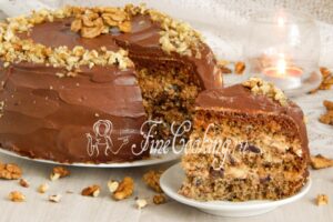 Biscuit cake with prunes and walnuts