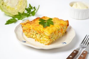 Casserole of cabbage with cheese in the oven