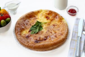 Ossetian pie with potatoes and cheese on kefir