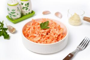 Carrot salad with garlic and mayonnaise
