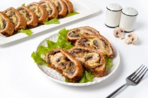 Chicken roll with mushrooms and cheese