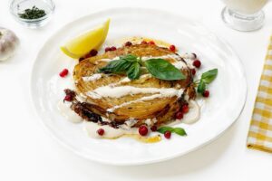 Delicious cabbage steaks with sauce