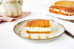 Carrot cake with cottage cheese in the oven