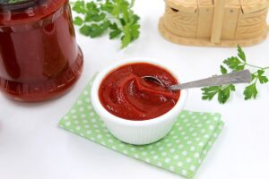 Homemade simple ketchup made from tomato paste