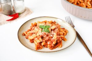 Navy pasta in a frying pan