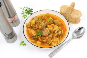 Fresh cabbage soup with pork