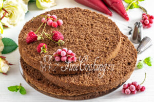A simple and fluffy chocolate sponge cake for a cake in the oven