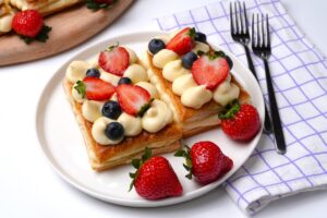 Millefeuille classic dessert made from puff pastry