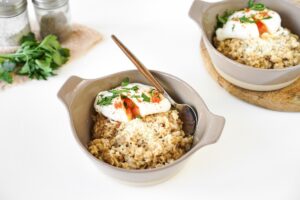 Oatmeal with egg and cheese