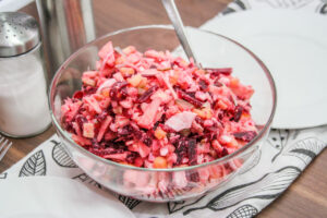 Herring salad with apple and beets