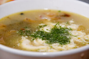 Rassolnik with duck broth